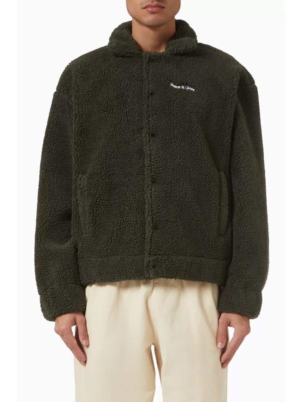 Museum Of Peace & Quiet Wordmark Sherpa Work Jacket Forest Size Large NWT
